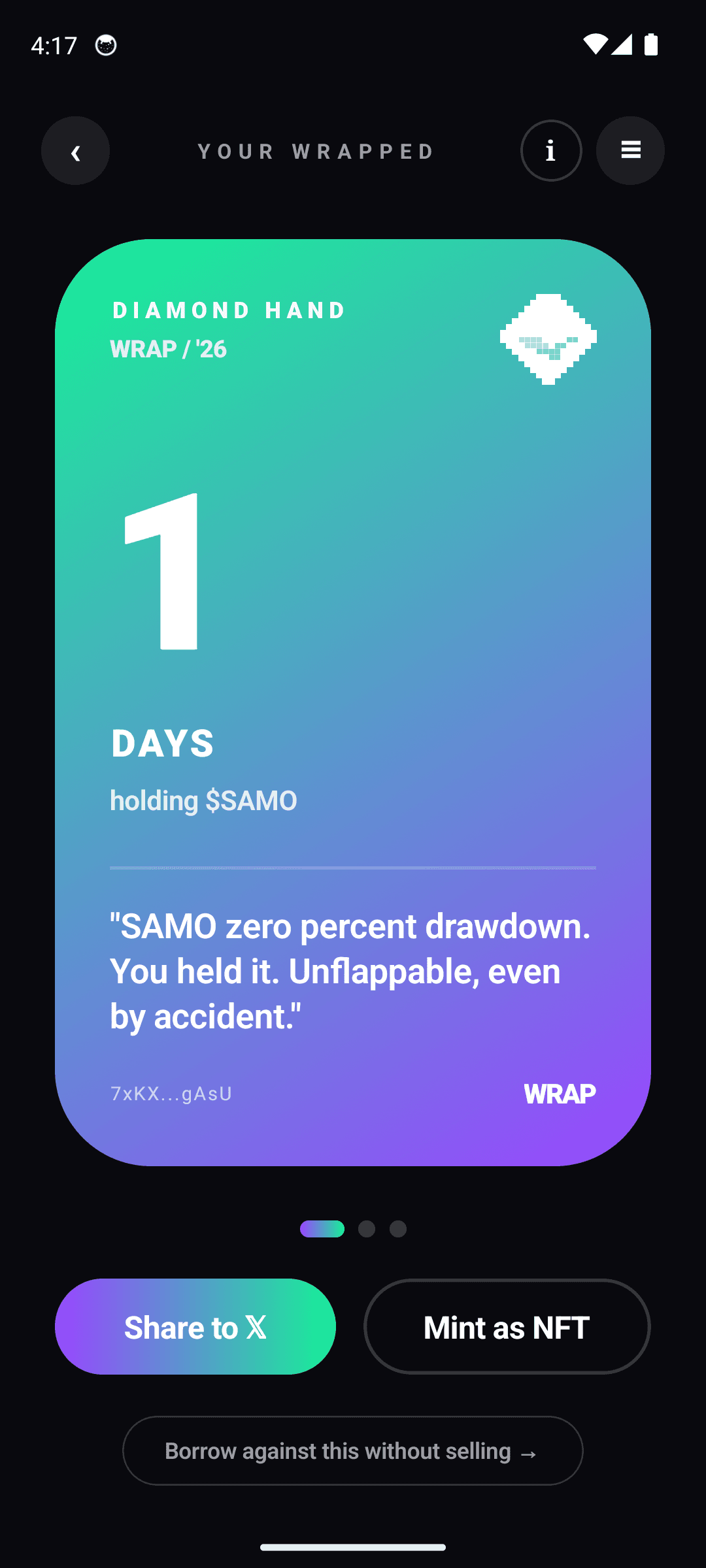 WRAP card reveal
