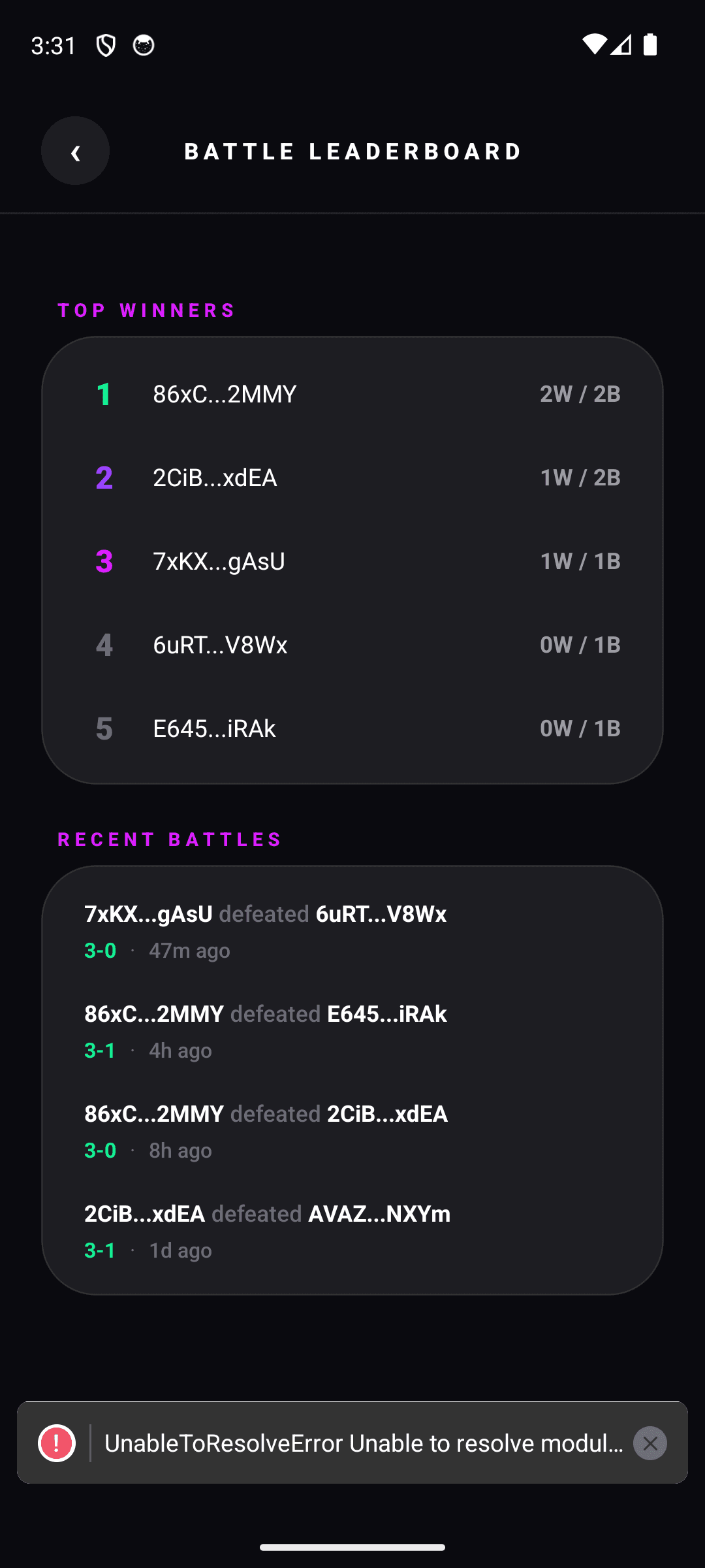 Live Leaderboard